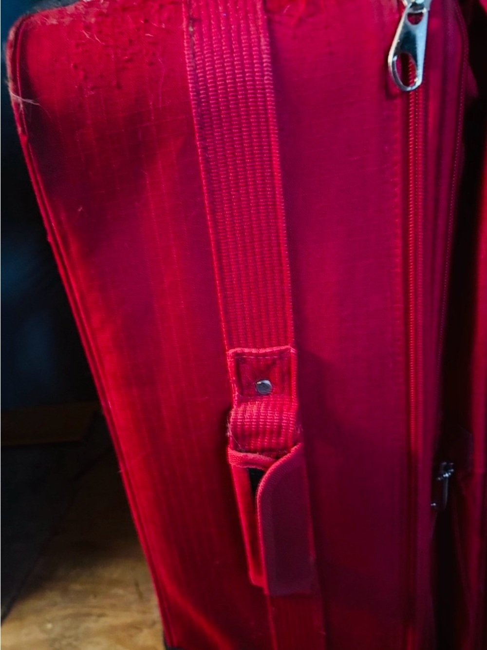 Red Carry-On Suitcase with Strap